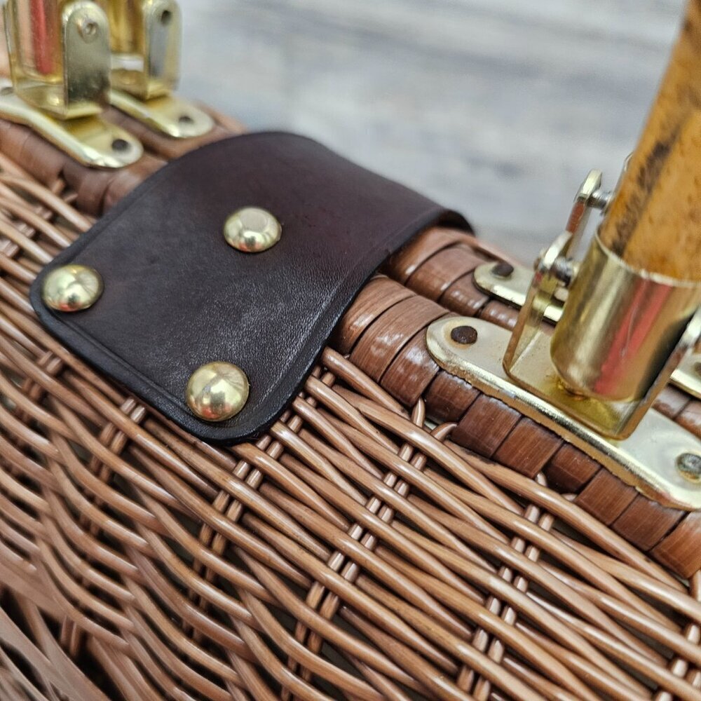 DORETTE Vintage Handbag Rattan Woven Wicker Natural Leather Bamboo Basket Bag - Picture 3 of 16